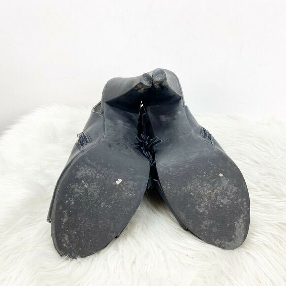 Reba 9 M Womens Black Leather Madame Fringe Ankle Booties - Picture 10 of 11